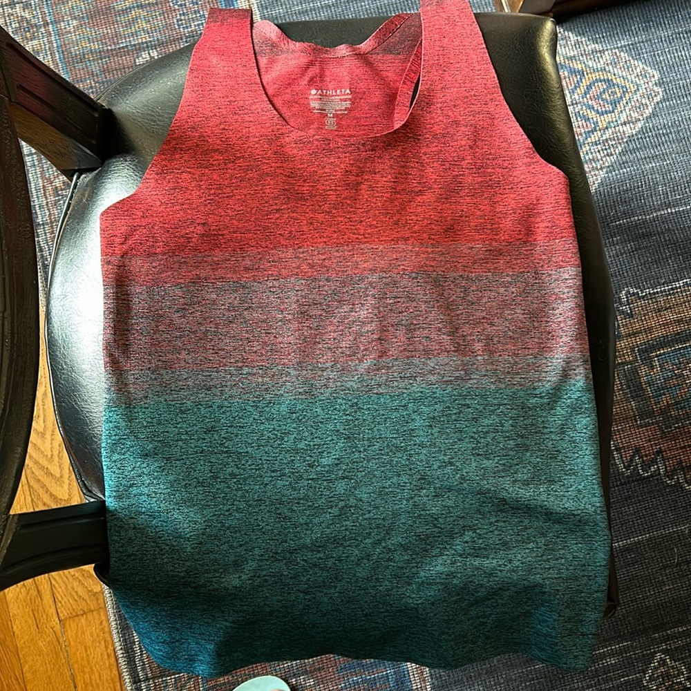 Athleta Relay Tank gradient ombré red teal sz M